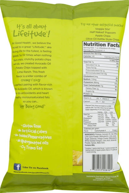 Product image of ATOTOP Good Health Avocado Oil Kettle Style Lime Ranch Chips Bag 5 oz 5 oz Pack of 3