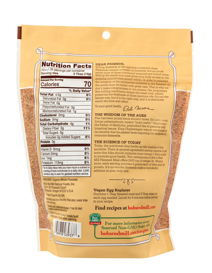Product image of Bob's Red Mill Organic Flaxseed Meal Non GMO Vegan Paleo Friendly Keto Friendly Kosher 16 oz 16 oz