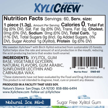 Product image of Xylichew Ice Mint Chewing Gum Non GMO Non Aspartame Gluten Free Sugar Free 60 ct Pack of 4