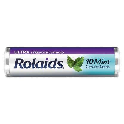 Product image of Rolaids Ultra Strength Antacid Chewable Tablets Mint 10 Tablets per Roll Pack of 12
