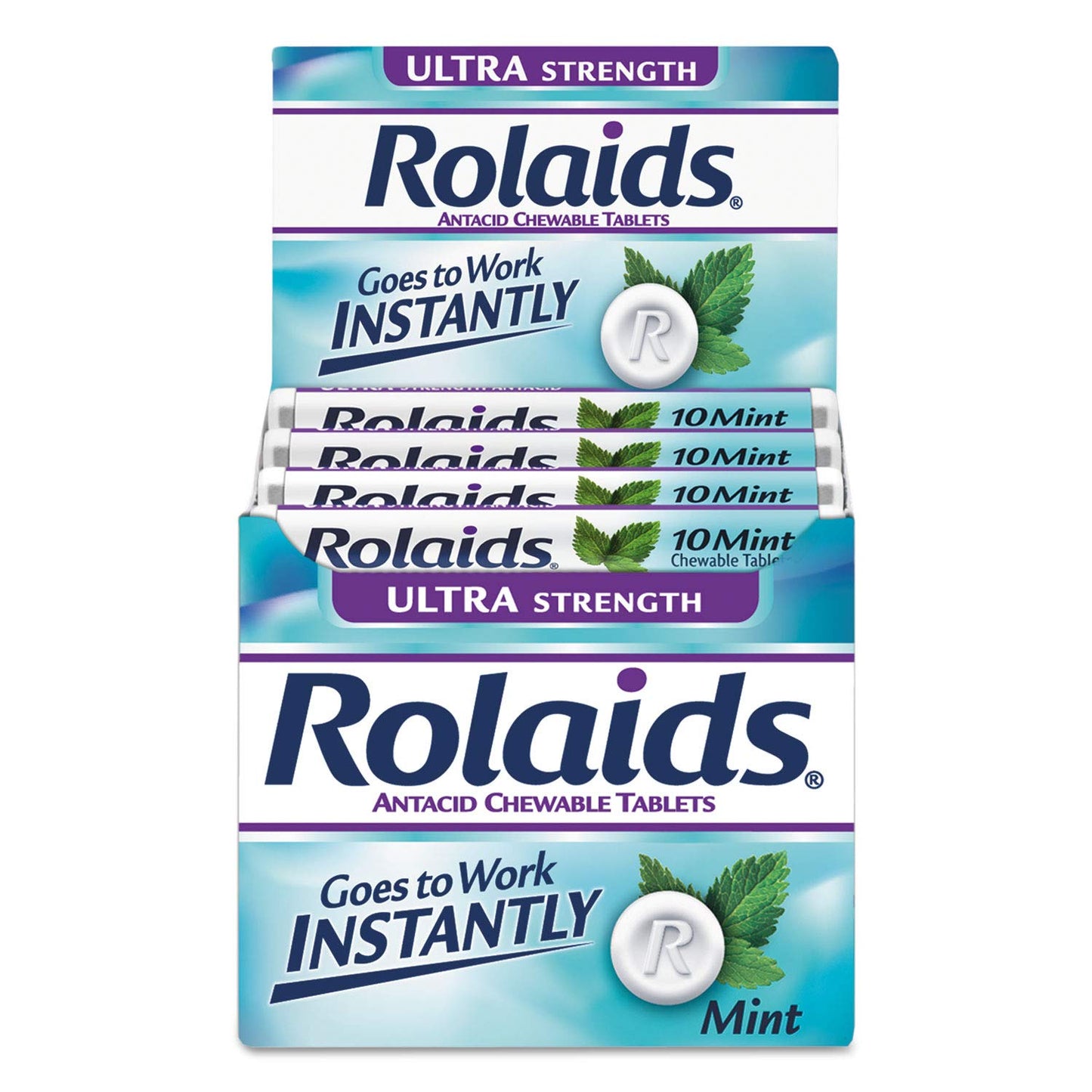 Product image of Rolaids Ultra Strength Antacid Chewable Tablets Mint 10 Tablets per Roll Pack of 12