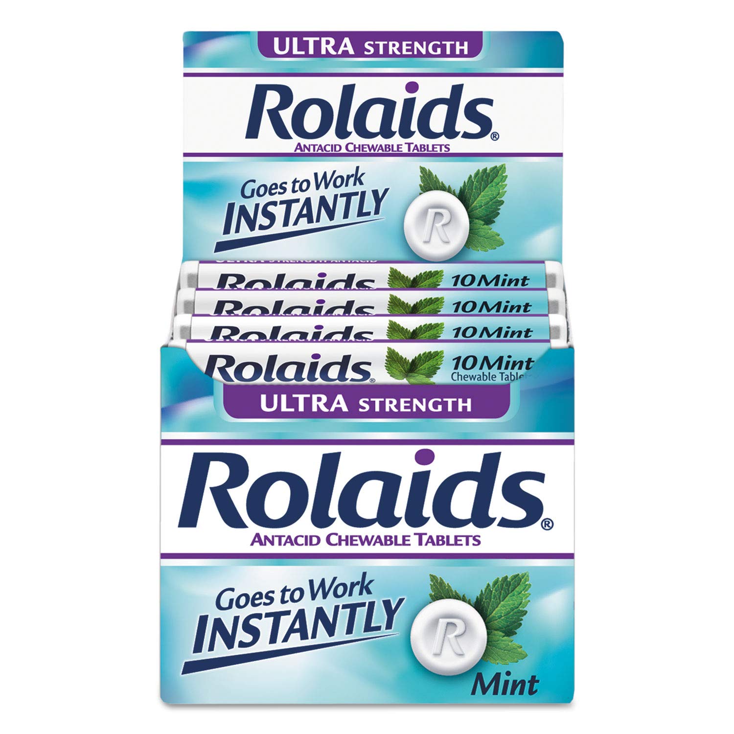 Product image of Rolaids Ultra Strength Antacid Chewable Tablets Mint 10 Tablets per Roll Pack of 12