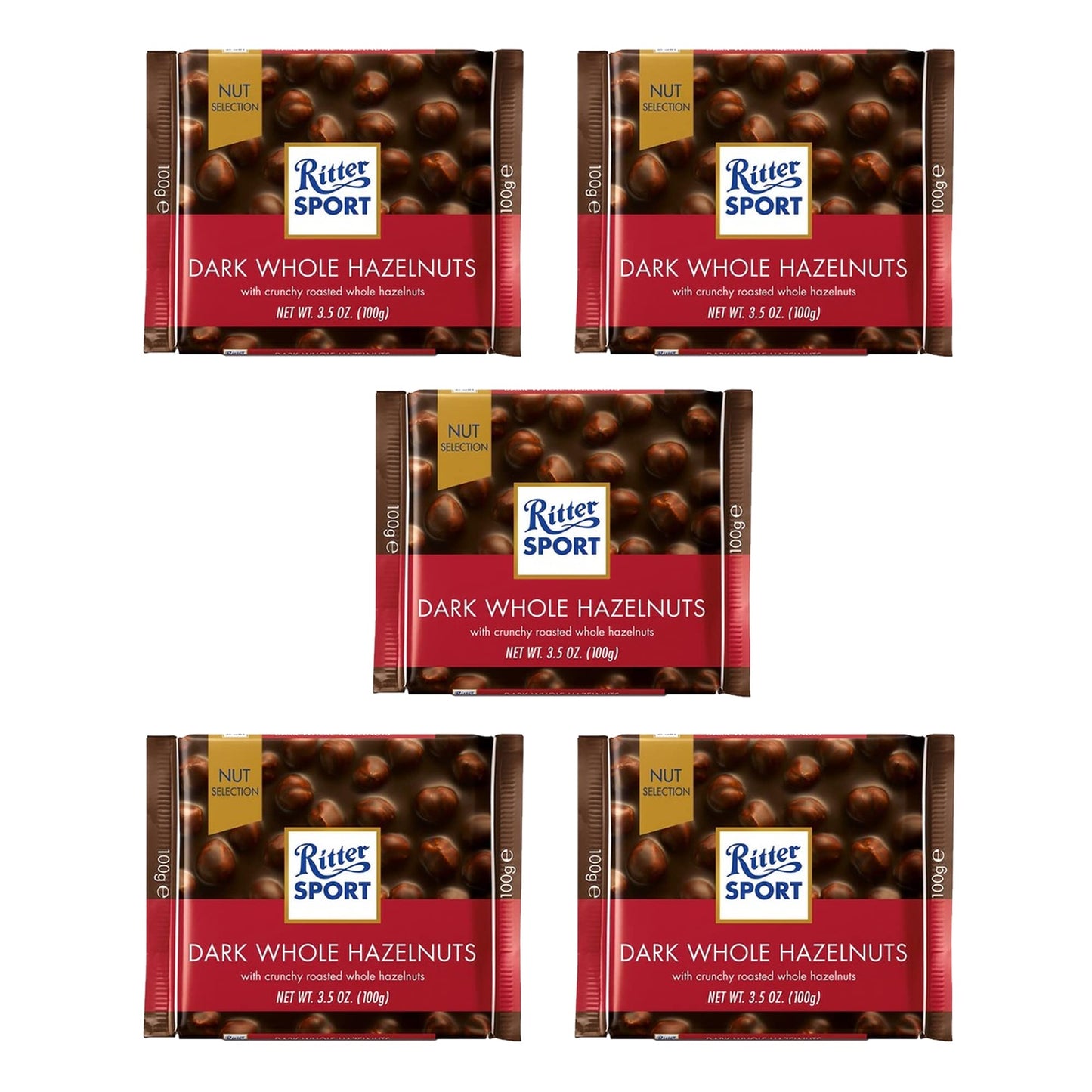 Product image of Ritter Sport Dark Chocolate Whole Hazelnuts 3.53 oz 3.53 oz Pack of 5