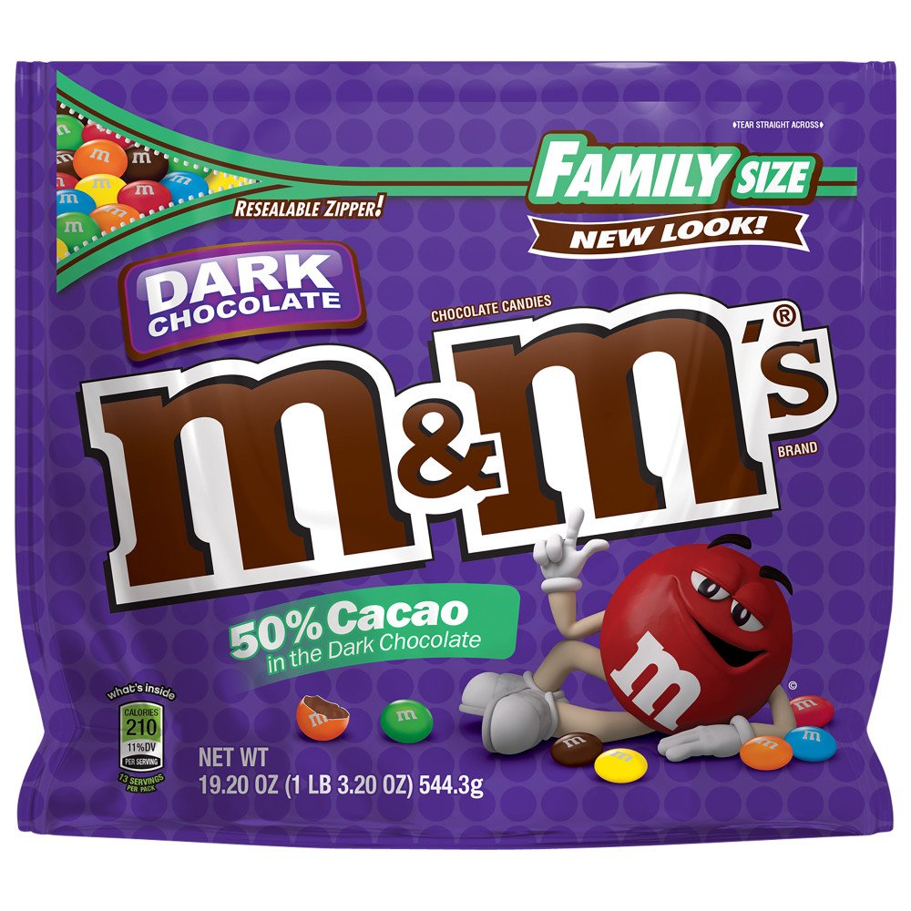 Product image of M and M's Dark Chocolate Candy 50% Cacao Family Size Bag 19.2 oz 19.2 oz
