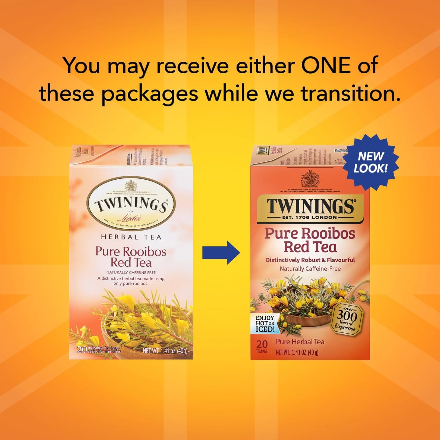 Product image of Twinings Pure Rooibos Red Tea Caffeine-Free Herbal Tea Bags Individually Wrapped 20 ct Pack of 2