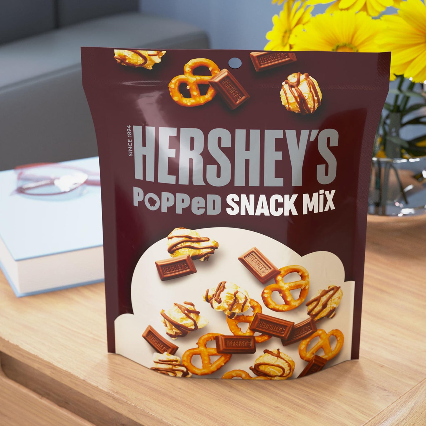 Product image of HERSHEY'S Milk Chocolate Popcorn and Pretzel Popped Snack Mix 8 oz 8 oz