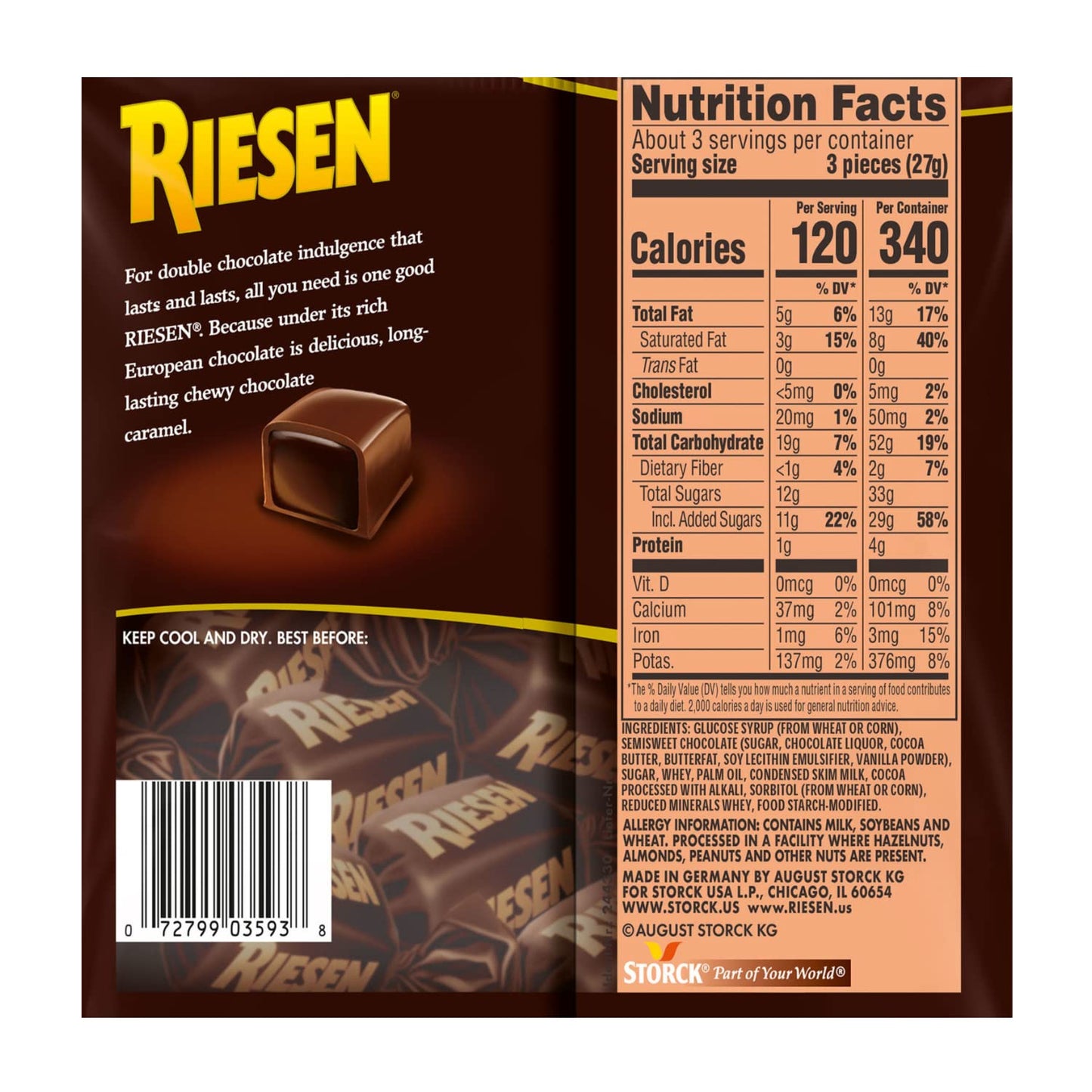 Product image of Riesen Chewy Chocolate Caramel Candy 2.65 oz 2.65 oz Pack of 3
