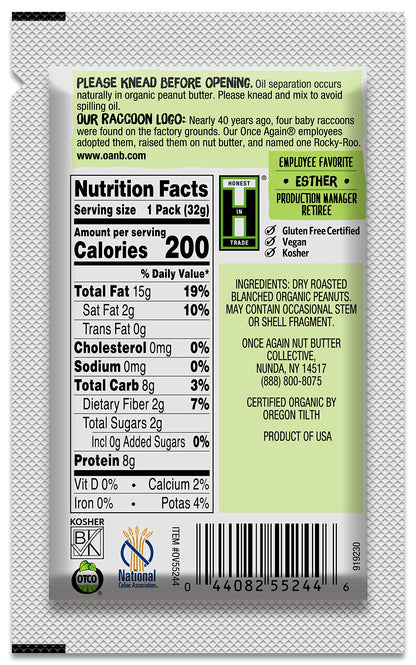 Product image of Once Again Organic Creamy Almond Butter Squeeze Packs Lightly Toasted Salt Free Unsweetened USDA Organic