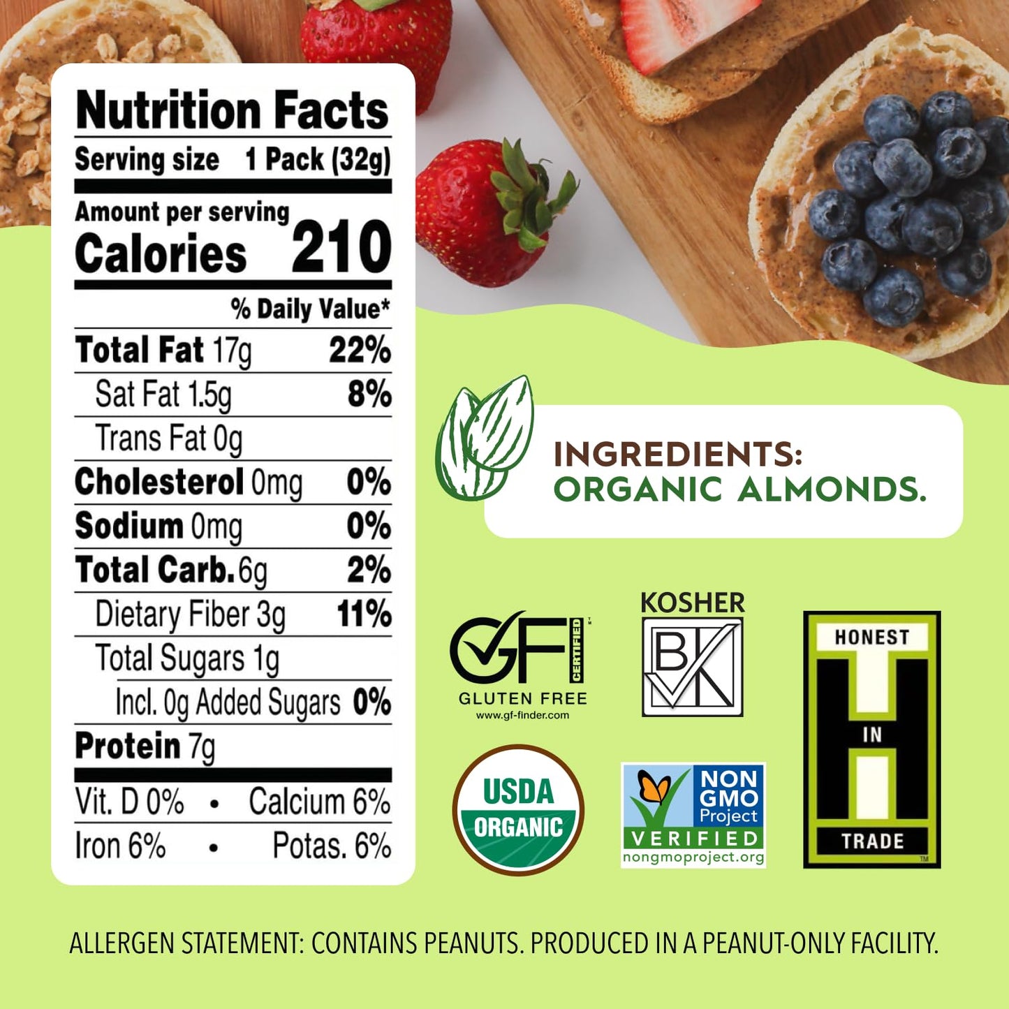 Product image of Once Again Organic Almond Butter Packets Roasted Vegan Non-GMO Gluten Free Packs 1.15 oz 1.15 oz Pack of 10
