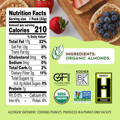 Product image of Once Again Organic Almond Butter Packets Roasted Vegan Non-GMO Gluten Free Packs 1.15 oz 1.15 oz Pack of 10