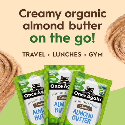 Product image of Once Again Organic Almond Butter Packets Roasted Vegan Non-GMO Gluten Free Packs 1.15 oz 1.15 oz Pack of 10