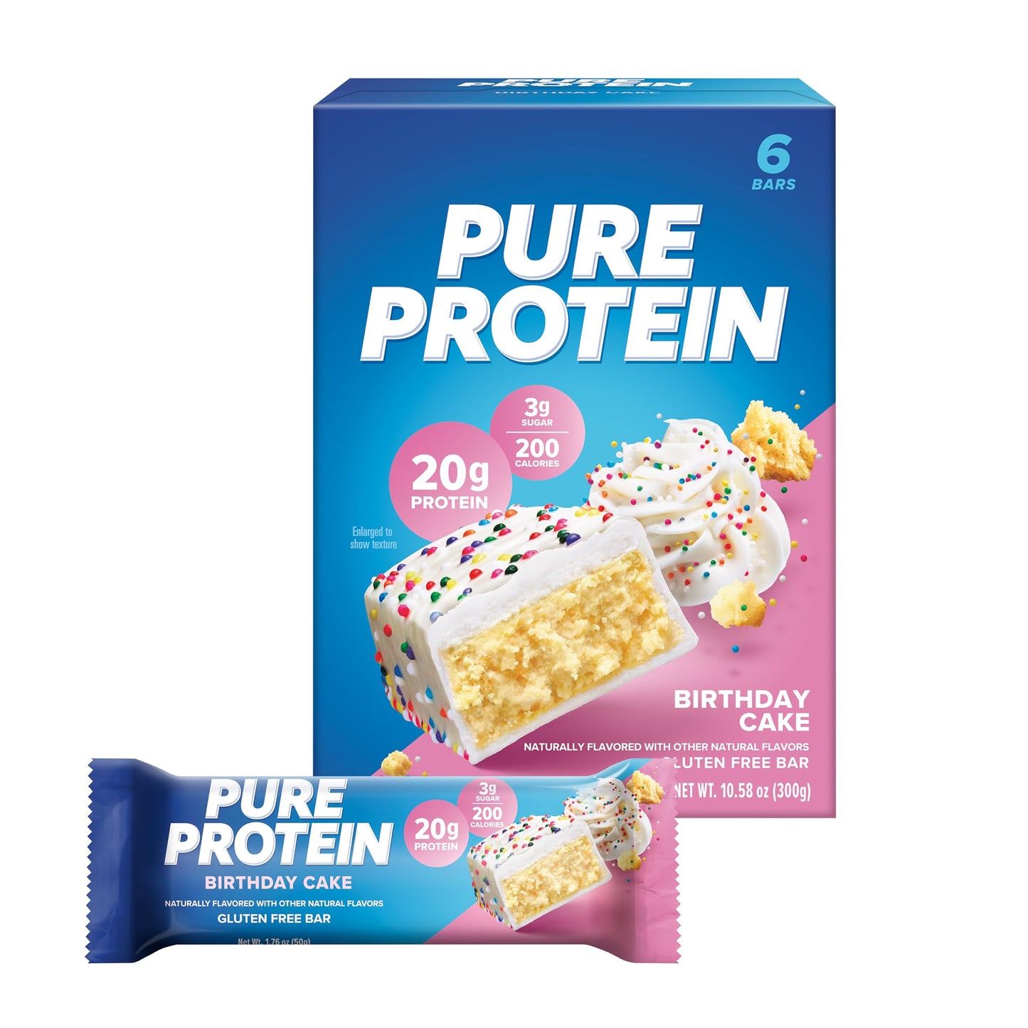 Product image of Pure Protein Bars High Protein Nutritious Snacks Low Sugar Gluten Free Birthday Cake Flavor Energy Support
