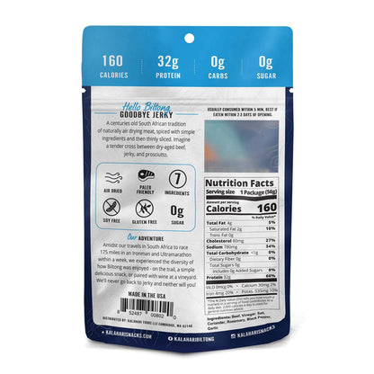 Product image of Kalahari Biltong Garlic Air-Dried Thinly Sliced Beef Sugar Free Gluten Free Keto and Paleo High Protein