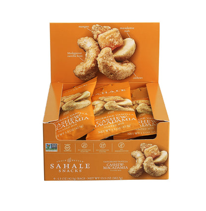 Product image of Sahale Snacks Tangerine Vanilla Cashew Macadamia Glazed Mix 1.5 oz 1.5 oz Pack of 9