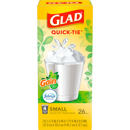 Product image of Glad OdorShield Small Garbage Bags Gain Original Febreze Freshness 4 Gallon 26 Bags