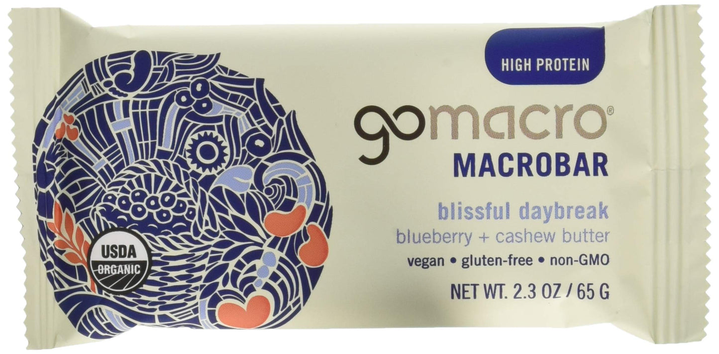 Product image of GoMacro Organic Blueberry Cashew Butter Bar Vegan Gluten-Free Non-GMO Plant-Based Protein 2.3 oz 2.3 oz Pack