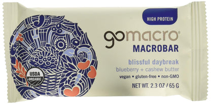 Product image of GoMacro Organic Blueberry Cashew Butter Bar Vegan Gluten-Free Non-GMO Plant-Based Protein 2.3 oz 2.3 oz Pack
