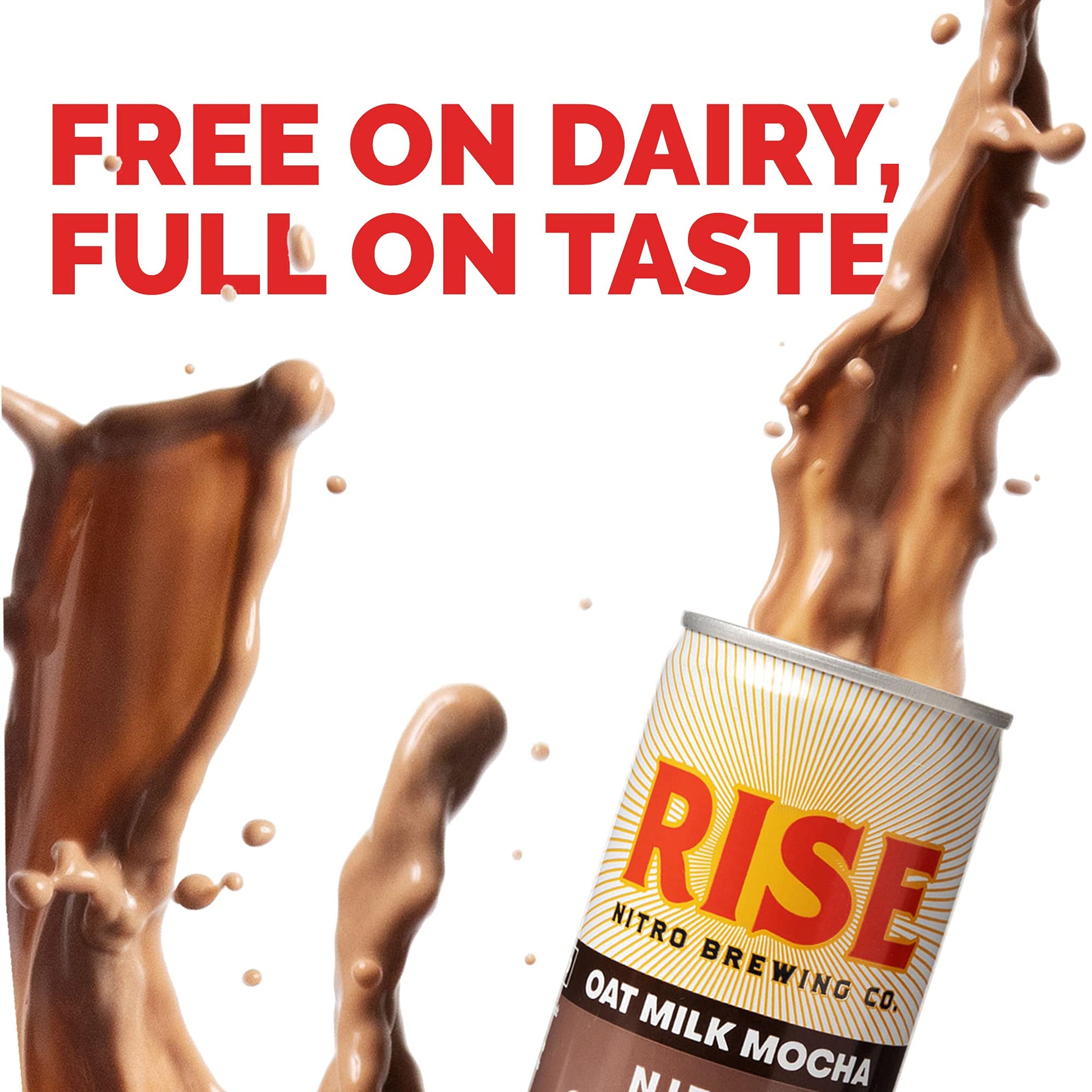 Product image of RISE Brewing Co. Oat Milk Mocha Nitro Cold Brew Latte Organic Non-GMO Vegan Dairy Free 7 fl. oz. Cans Pack