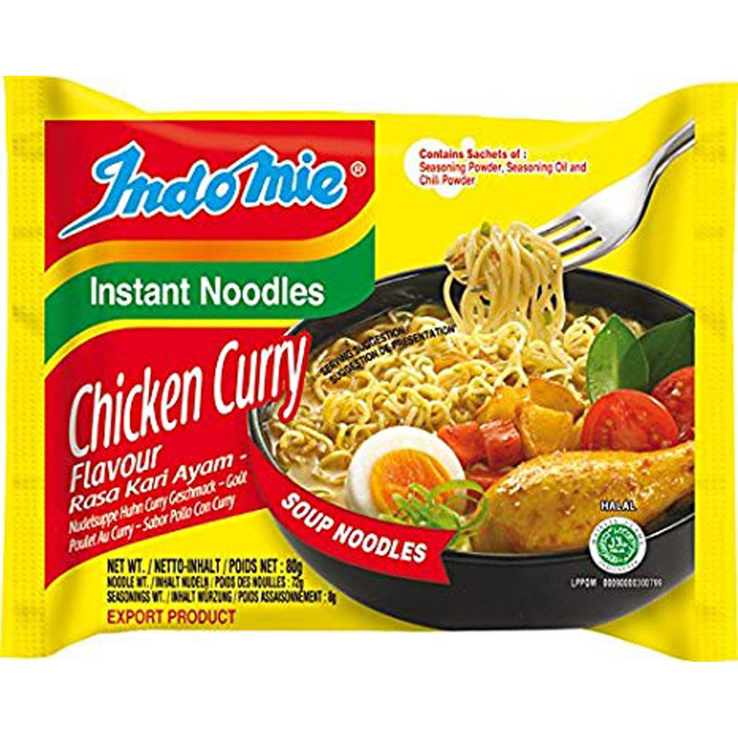 Product image of Indomie Instant Soup Noodles Chicken Curry Flavor Each 2.61 oz 2.61 oz Pack of 10