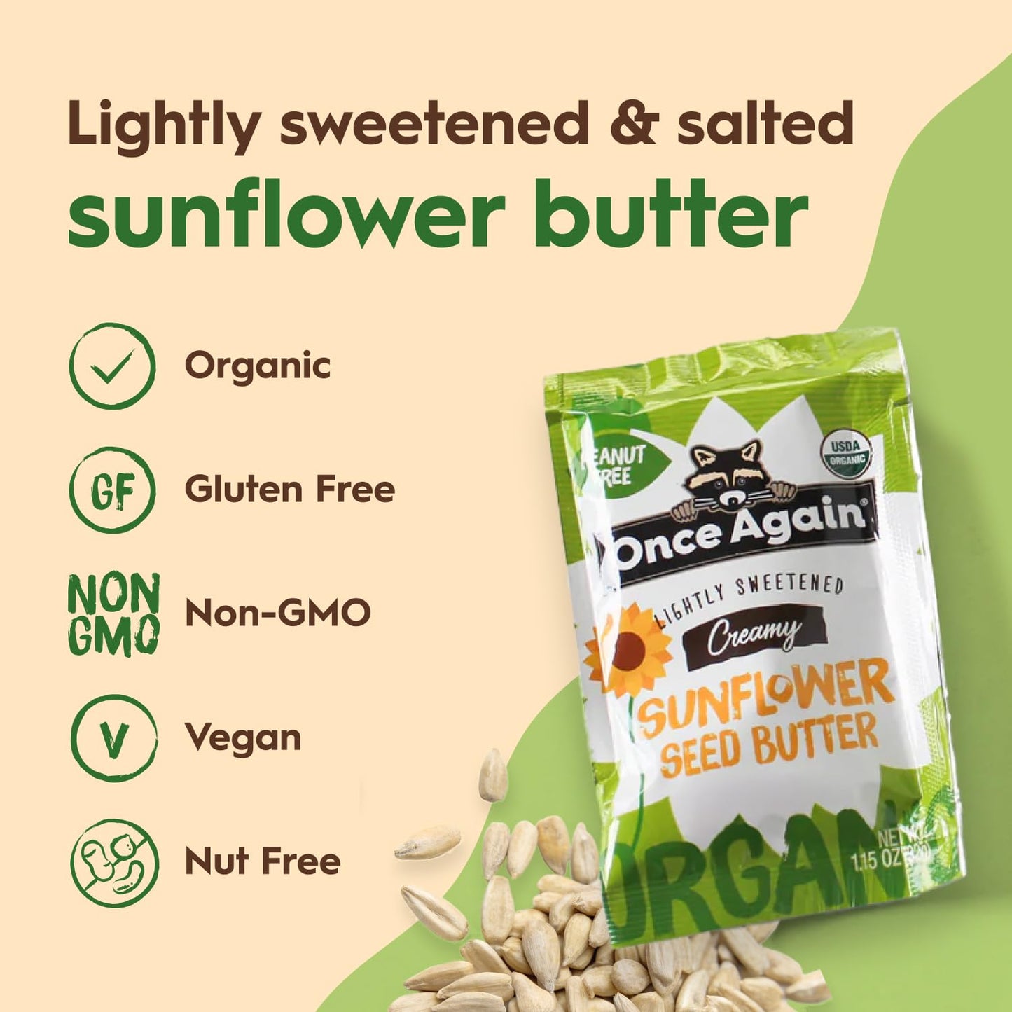 Product image of Once Again Organic Sunflower Butter Packets Vegan Non-GMO Gluten Free Packs Single Serve Squeeze Packs for