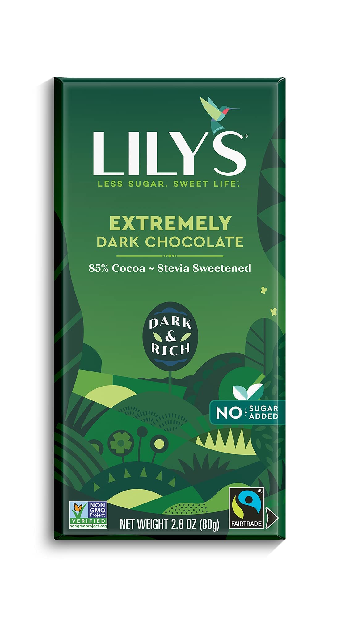 Product image of Lily's Extremely Dark Chocolate Bar Stevia Sweetened No Added Sugar Low-Carb Keto Friendly 85% Cocoa Fair