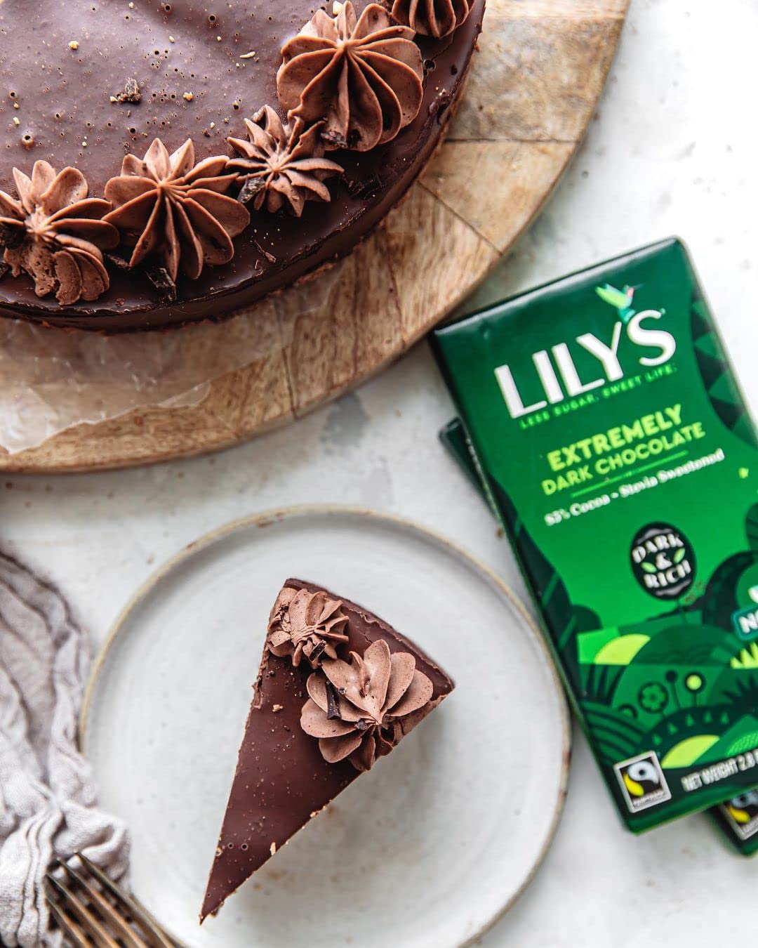 Product image of Lily's Extremely Dark Chocolate Bar Stevia Sweetened No Added Sugar Low-Carb Keto Friendly 85% Cocoa Fair