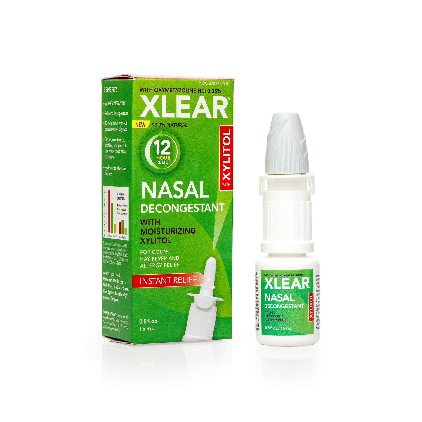 Product image of Xlear Natural Saline Nasal Decongestant Spray Xylitol and Oxymetazoline Instant Sinus Pressure and