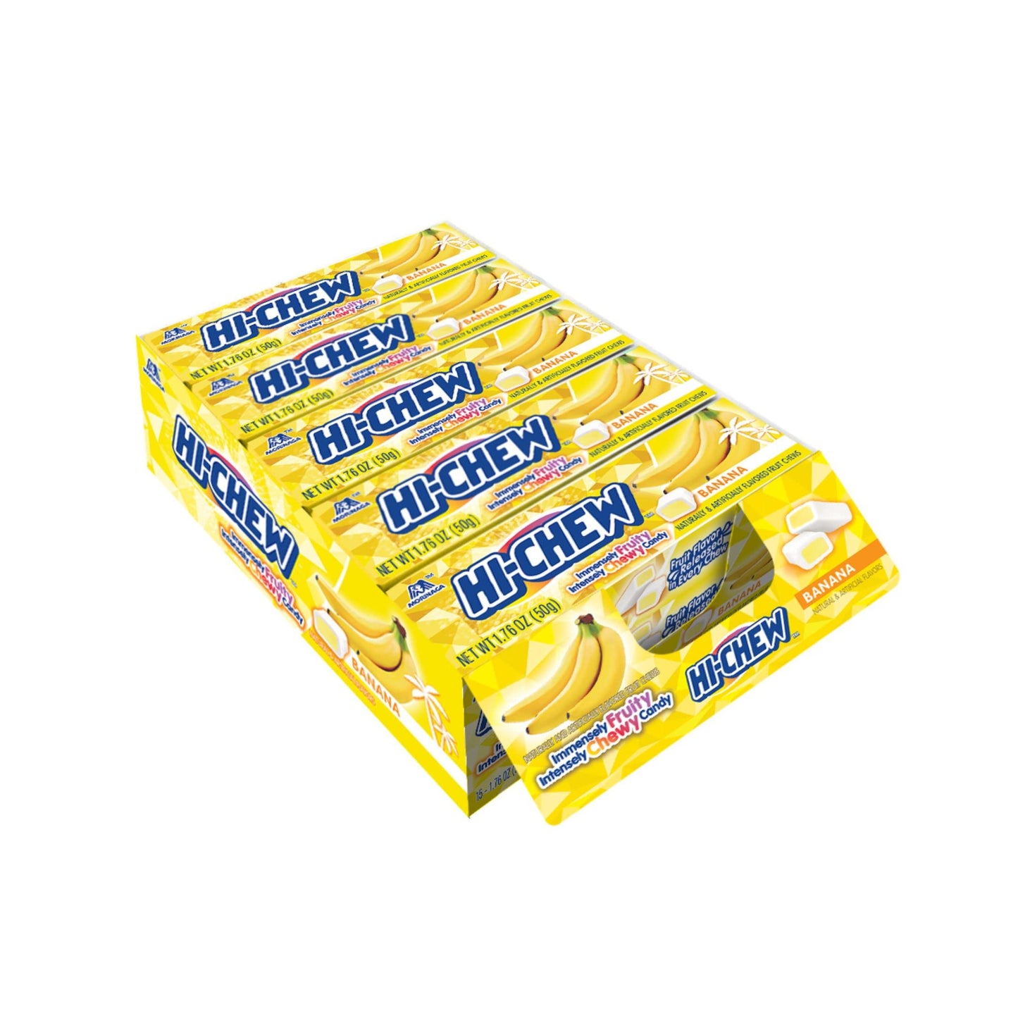 Product image of HI-CHEW Banana Sticks Soft and Chewy Candy Each Individually Wrapped Juicy Fruity Flavors 1.76 oz 1.76 oz