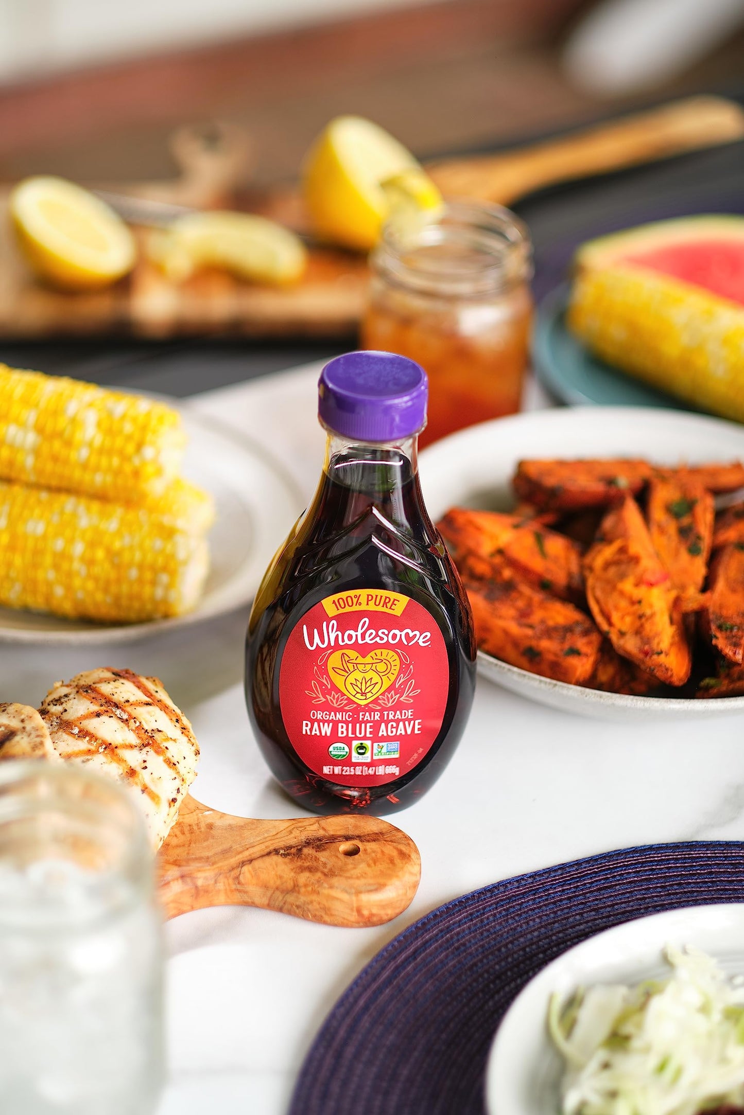 Product image of Wholesome Organic Raw Blue Agave Nectar Fair Trade 100% Pure Non GMO Gluten Free Vegan 44-oz Pack of 2