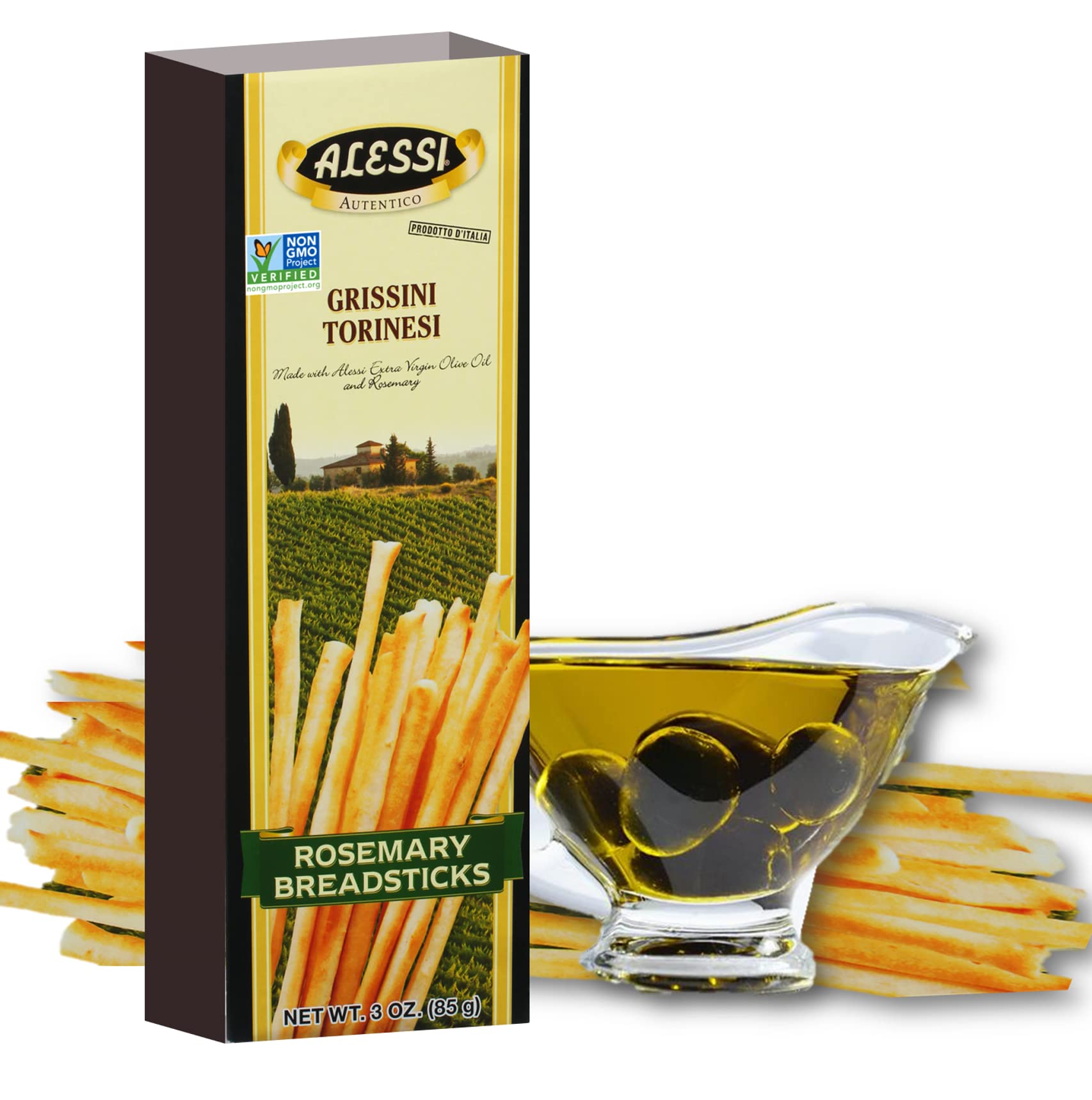 Product image of Alessi Imported Breadsticks Rosemary Autentico Italian Crispy Bread Sticks Low Fat Made Extra Virgin Olive