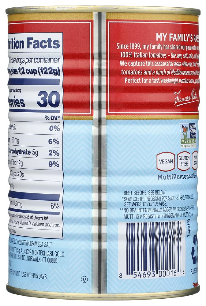 Product image of Mutti Crushed Tomatoes Polpa Canned Tomatoes Vegan Friendly Gluten Free No Additives or Preservatives 14 oz