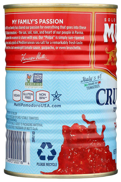 Product image of Mutti Crushed Tomatoes Polpa Canned Tomatoes Vegan Friendly Gluten Free No Additives or Preservatives 14 oz