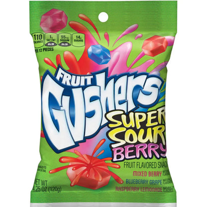 Product image of Gushers Super Sour Berry Fruit Snack Pouches 4.25 oz 4.25 oz Pack of 8