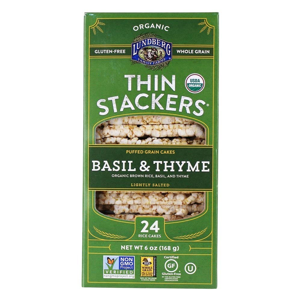 Product image of Lundberg Organic Thin Stackers Basil and Thyme Gluten-Free Vegan Kosher USDA Certified Organic Non-GMO