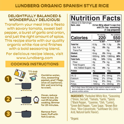 Product image of Lundberg Organic Spanish Rice Pilaf Gluten-Free Vegan 20 Minute Cook Time 5.5 oz 5.5 oz Pack of 6