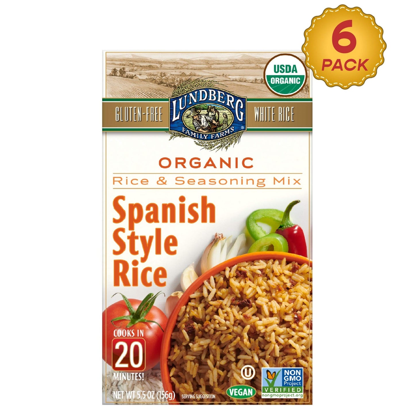 Product image of Lundberg Organic Spanish Rice Pilaf Gluten-Free Vegan 20 Minute Cook Time 5.5 oz 5.5 oz Pack of 6