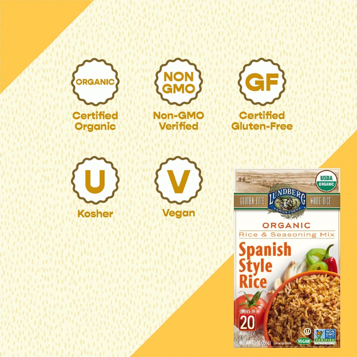 Product image of Lundberg Organic Spanish Rice Pilaf Gluten-Free Vegan 20 Minute Cook Time 5.5 oz 5.5 oz Pack of 6