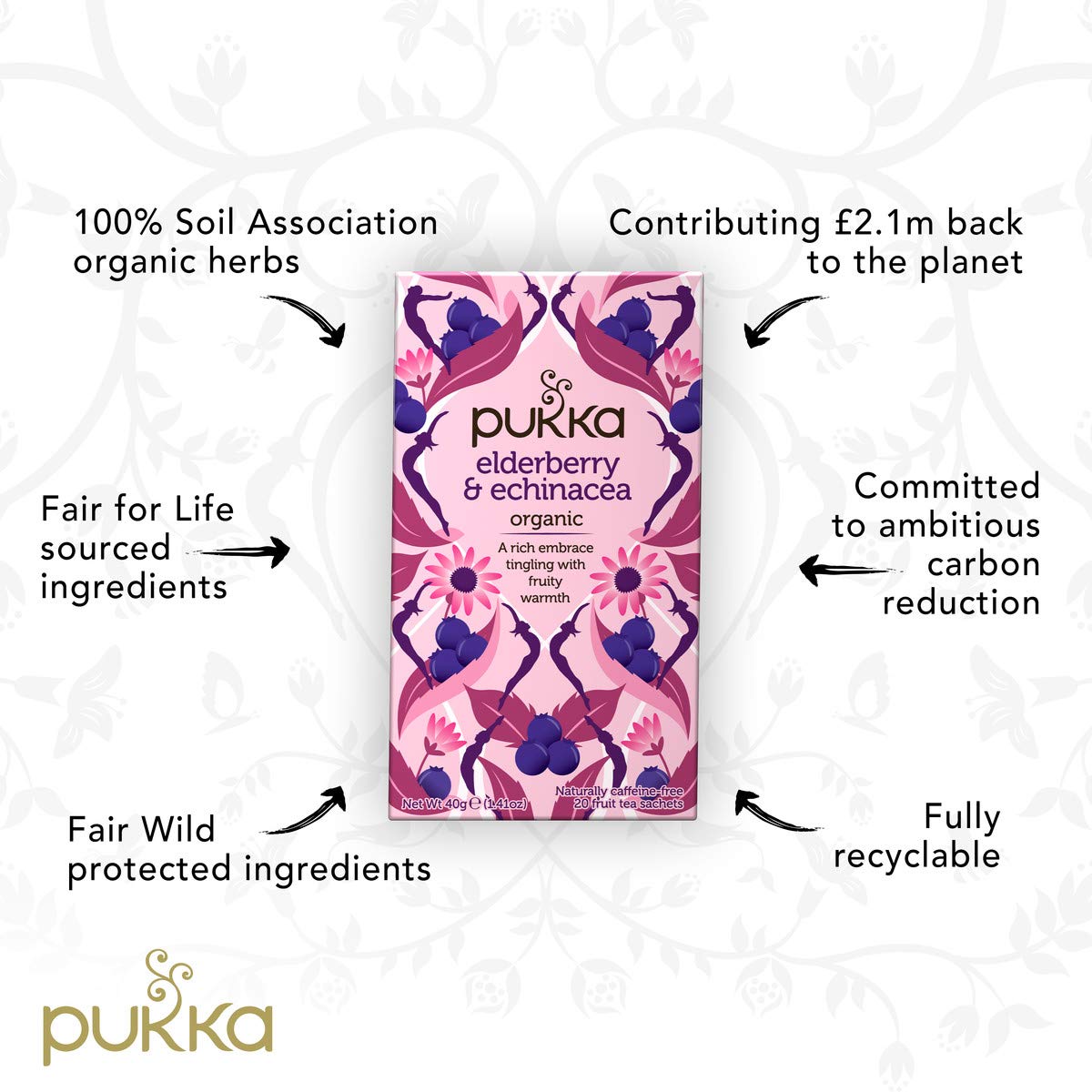 Product image of Pukka Organic Tea Bags Elderberry and Echinacea Herbal Tea Wellness Support 20 ct Tea Bags Pack of 3
