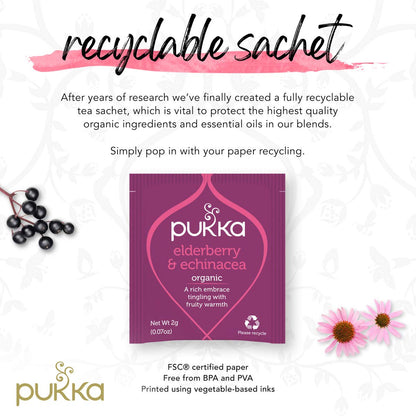Product image of Pukka Organic Tea Bags Elderberry and Echinacea Herbal Tea Wellness Support 20 ct Tea Bags Pack of 3