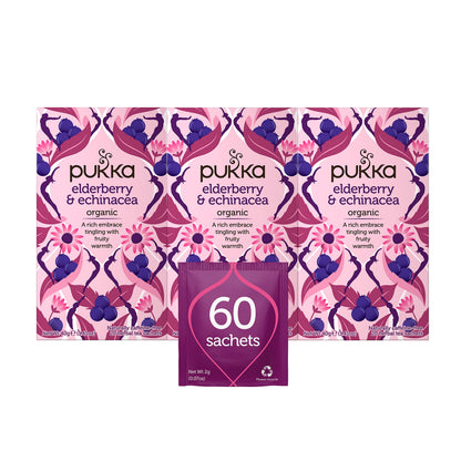 Product image of Pukka Organic Tea Bags Elderberry and Echinacea Herbal Tea Wellness Support 20 ct Tea Bags Pack of 3
