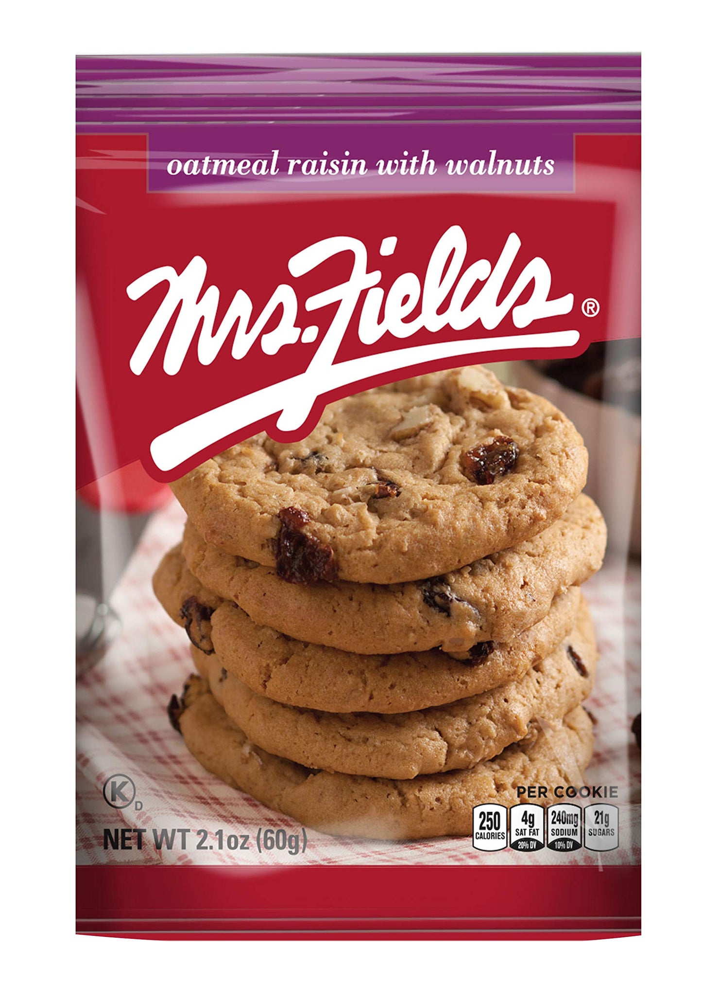 Product image of Mrs. Fields Oatmeal Raisin Walnuts Cookies per unit 2.1 oz 2.1 oz Pack of 12