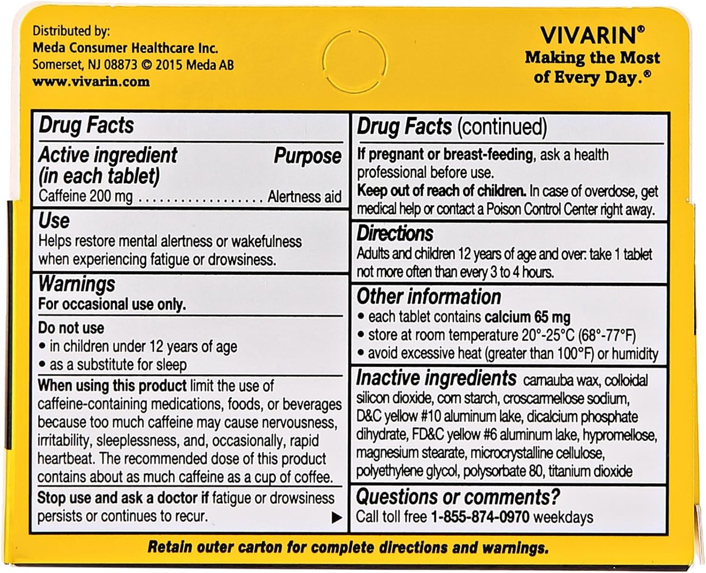 Product image of Vivarin Brand Alertness Aid 40 Tablets Pack of 4