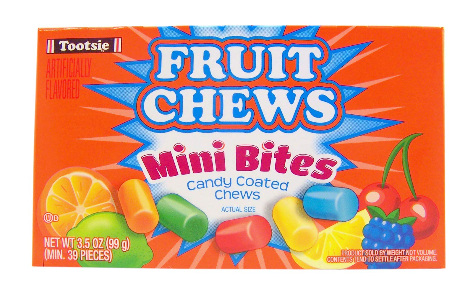 Product image of Tootsie Roll Fruit Chews Mini Bites Candy Coated Chews Movie Theater Box 3.5 oz 3.5 oz Pack of 3
