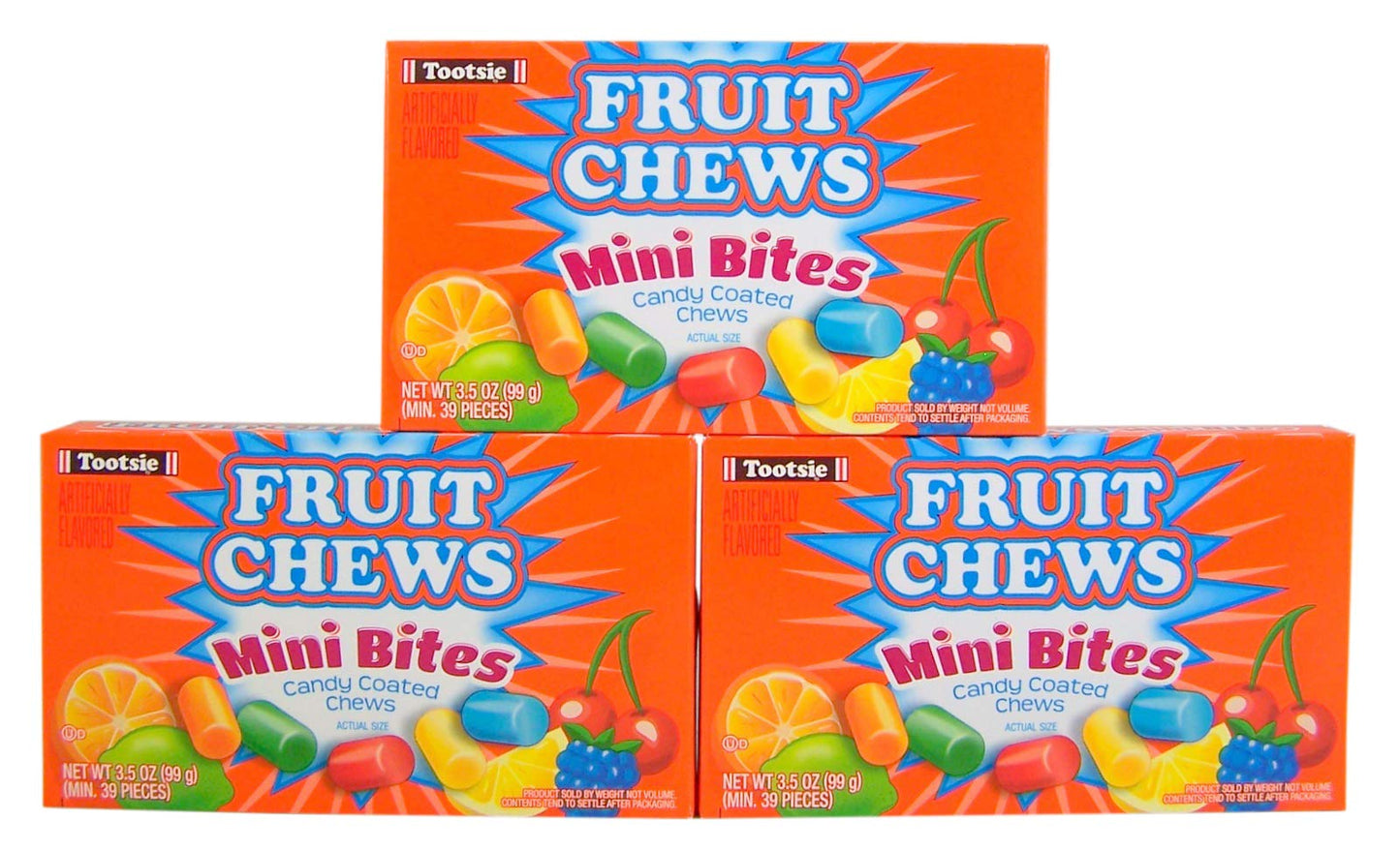 Product image of Tootsie Roll Fruit Chews Mini Bites Candy Coated Chews Movie Theater Box 3.5 oz 3.5 oz Pack of 3