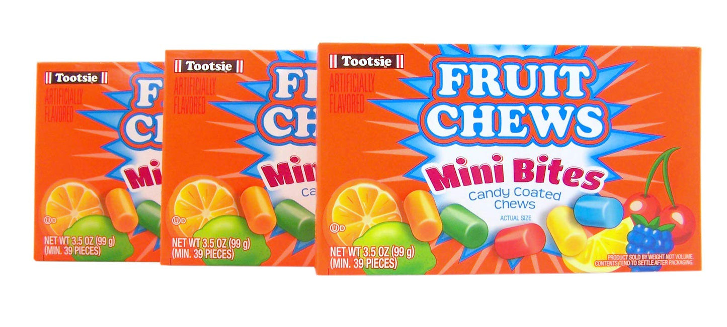 Product image of Tootsie Roll Fruit Chews Mini Bites Candy Coated Chews Movie Theater Box 3.5 oz 3.5 oz Pack of 3