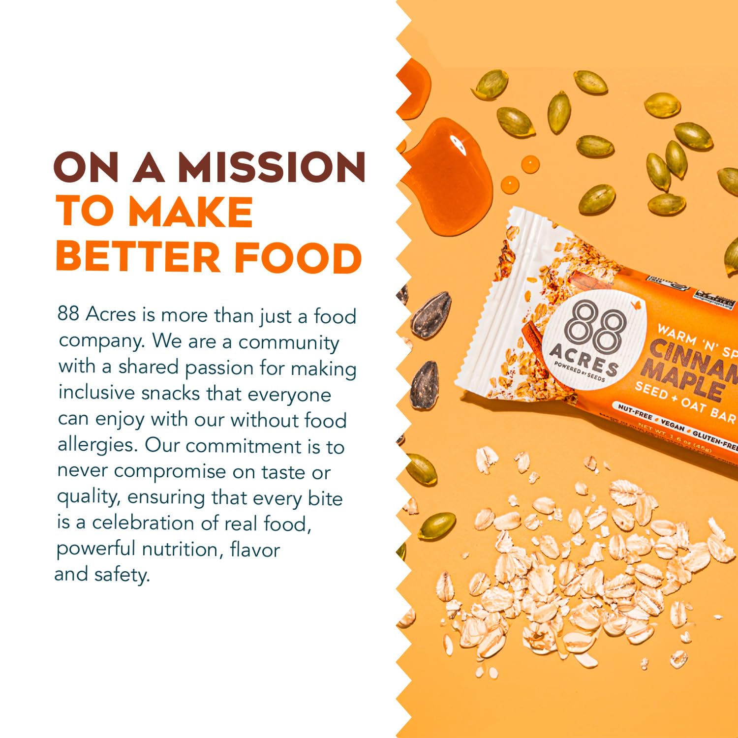 Product image of 88 Acres Cinnamon Maple Seed and Oat Granola Bar 1.6 oz 1.6 oz Pack of 9