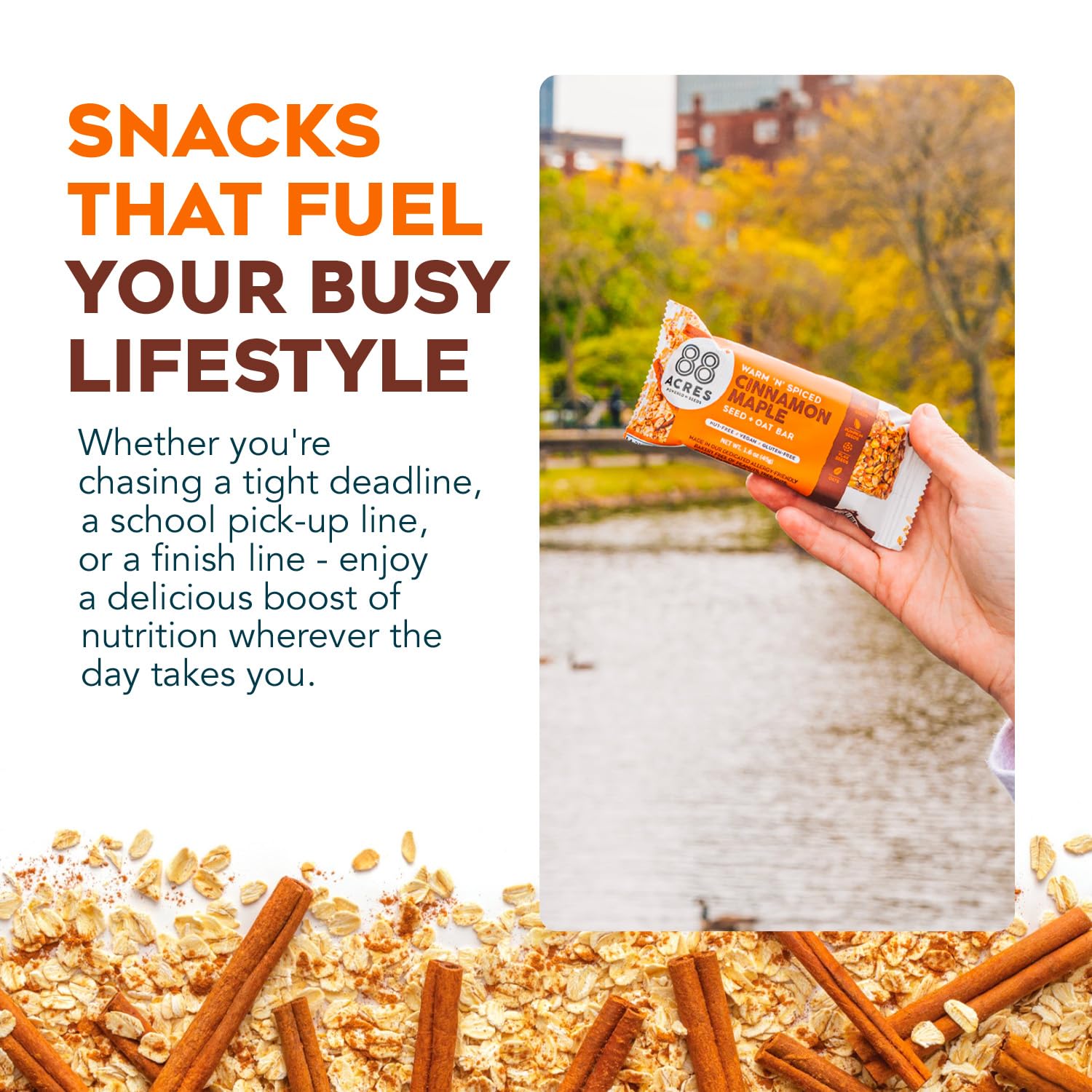 Product image of 88 Acres Cinnamon Maple Seed and Oat Granola Bar 1.6 oz 1.6 oz Pack of 9