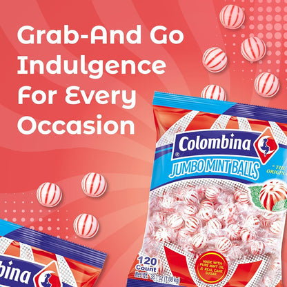 Product image of Colombina Jumbo Peppermint Balls Individually Wrapped Red and White Hard Candy 120 ct Pack of 2