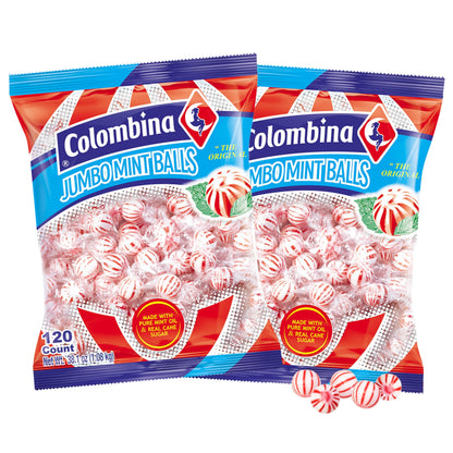 Product image of Colombina Jumbo Peppermint Balls Individually Wrapped Red and White Hard Candy 120 ct Pack of 2