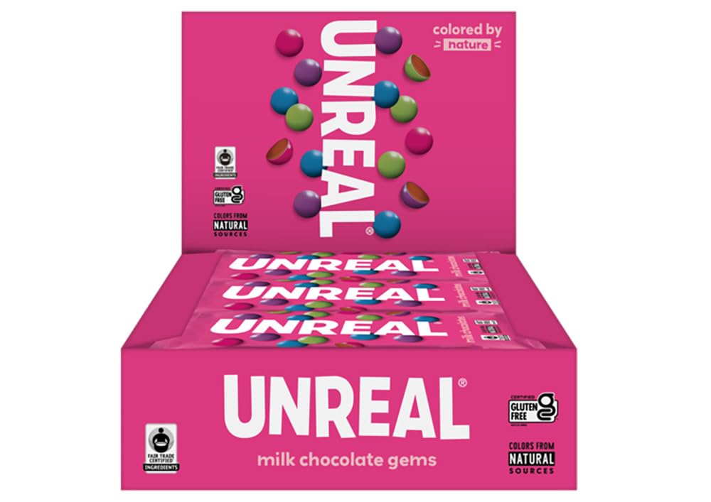Product image of UNREAL Milk Chocolate Gems Snack Packs Non-GMO Gluten Free Ingredients Fair Trade No Sugar Alcohols No Soy